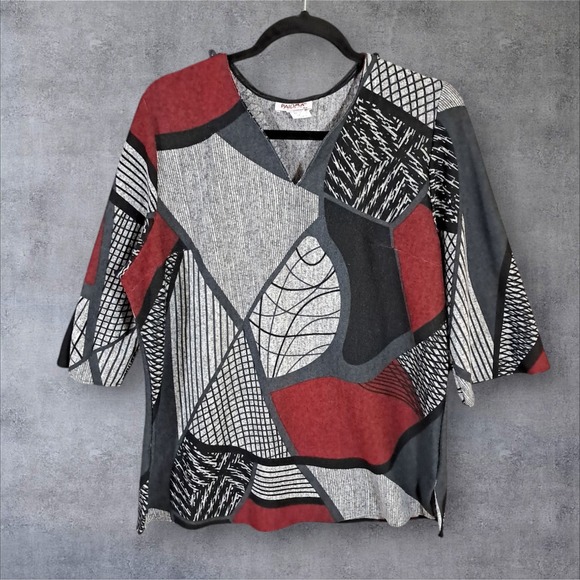 Tops - VTG Paloma Carmin Top Sweater Abstract Artsy 3/4 Sleeve Size XL Lightweight Boho
